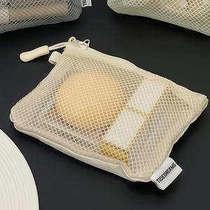 TEMU 블랙 메시 지퍼 파우치 1개 - 메이크업, 화장품 및 세면용품을 위한 휴대용 미니 수납 가방, 콤팩트한 여행용 정리함 (2칸), 립스틱 및 메이크업 여행 필수품에 적합