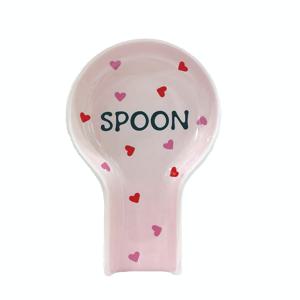 TEMU 1개 세라믹 스푼 받침대 (주방 스토브용), 핑크 하트 디자인 주방 조리대 장식, 조리용 스푼, 뒤집개 또는 집게 보관에 적합, 집들이 파티, 할로윈 및 크리스마스 선물로 완벽