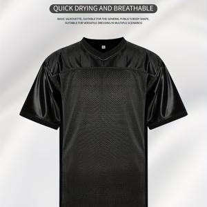 TEMU 럭비 유니폼 V넥 반팔 상의 1개, 가볍고 통기성 좋은 V넥 축구 셔츠, 훈련, 경기 및 피트니스용 비탄성 스포츠 탑, 세탁기 사용 가능한 아메리칸 풋볼 및 럭비 선수 장비|짐웨어