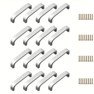 TEMU 16개 캐비닛 손잡이 세트, 니켈 마감 캐비닛 손잡이, 주방 서랍 손잡이, 사무실 책상 서랍 손잡이, 책장 손잡이, 옷장 손잡이, 사각형 서랍 손잡이, 알루미늄 합금 하드웨어 손잡이 (설치 나사 포함)