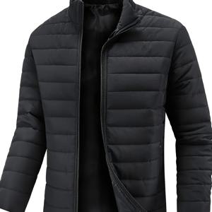 TEMU 2026 남성 겨울 슬림핏 패션 경량 두꺼운 재킷, 스탠드 칼라 보온 코트, 남성 플러스 사이즈 재킷