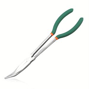 TEMU 11인치 굽은 코 펜치 45도 긴팔 펜치, 톱니형 직선형 특대형, 닿기 어려운 좁은 공간 및 협소한 공간용