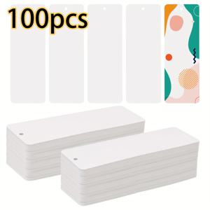TEMU 100개 화이트 북마크 빈 카드스톡 북마크, 끈 또는 태슬용, DIY 프로젝트 및 선물 태그