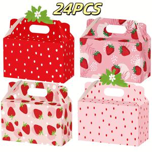 TEMU 여자/남자 선물 4/8/12/16/24개 딸기 파티 답례품 상자 접이식 종이, 베이비 샤워 장식 용품, 달콤한 첫돌, 베리 첫돌 파티 답례품 장식, 귀여운 과일 선물 상자, 선물 가방, 사탕 상자, 선물 상자