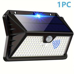 TEMU 모션 센서가 있는 실외 태양광 램프, IP65, 3가지 모드 실외 태양광 램프, 185LED 실외 벽 램프, 벽 램프, 정원, 안뜰, 차고, 현관문, 크리스마스 선물, 할로윈 선물, 아버지의 날 선물, 안전 조명에 적합
