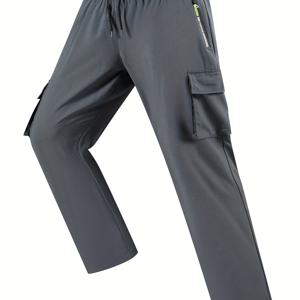 TEMU 남성용 캐주얼 카고 바지, 루즈 핏, 대형 플랩 포켓, 지퍼 포켓, 드로스트링 디자인, 조깅 등 다양한 활동에 적합