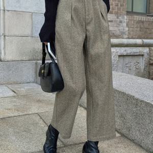 TEMU 세련된 단색 여성용 슬레이트 포켓 정장 바지, 트라우저, 하이웨이스트 루즈 롱 팬츠 (체형에 맞춤), 편안하고 따뜻한 가을/겨울용, 매우 우아함