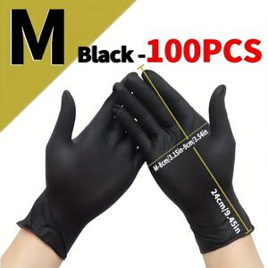 TEMU 100개 블랙 일회용 니트릴 장갑 - 방수 - 가정 청소, 미용실, 네일 살롱, 애완동물 목욕, 욕실 사용에 적합 - 고탄력 장갑 - 청소용 (100개 세트)