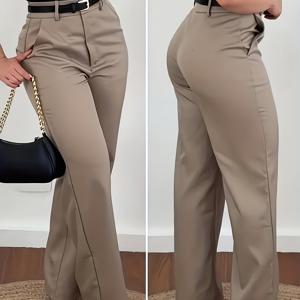TEMU 세련된 빈티지 여성용 정장 바지, 캐주얼 데일리 출퇴근 전문가용 단색 긴 바지, 모든 계절에 적합, 레그 팬츠 (무지)