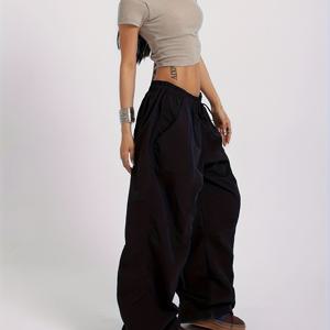 TEMU 여성용 아메리칸 스타일 핫 캐주얼 청바지, 루즈 레그 드로스트링 Y 다용도 팬츠