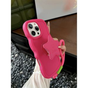 TEMU 휴대폰 케이스 - 마카롱 별 휴대폰 스탠드 대형 웨이브 폰 케이스, 넥스트랩 포함, Apple 11, 12, 13, 14, 15, 16, Samsung A51, A52, A53, A54, A55, A56 S20 S21 S23.S24S25, A31, A32, A33, Redmi 및 기타 휴대폰 모델에 적합