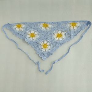 TEMU 여성을 위한 사랑스러운 수제 코바늘 삼각형 머리띠 타월 1개입, 봄과 여름 여행에 완벽합니다. 도파민 숲 디자인의 문학 사진 헤어 스카프는 삼각형 모양으로 뜨여졌습니다.