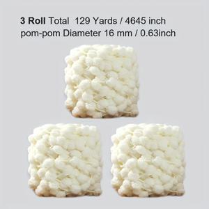 TEMU 3롤 털실 총 129야드 (4645인치), 코바늘 뜨개질 담요 매트 애완 동물 둥지용 폼폼 볼 리본
