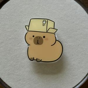 TEMU 2D 평면 만화 재미있는 카피바라 폰 케이스 (스틱 온 스탠드 포함), 독특하고 귀여운 카피바라 디자인, 휴대폰을 잡기 위한 접이식 손가락 그립, 친구 및 가족을 위한 선물로 완벽