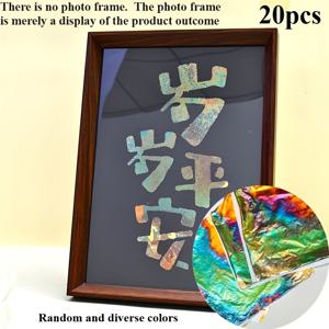 TEMU 20장 세트 수제 버닝 구리 호일 - 반짝이는 메탈릭 리프, 공예, 페인팅, 네일 아트, 가구 도금용 | 전통 공예 재료, 공예용 호일 | 생동감 넘치는 컬러 팔레트 | 정교한 패턴, 네일 아트 용품