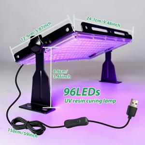 TEMU 고각도 경화 램프, 전문가용, 넓은 면적에 균일하게 경화, 96/144개의 고품질 램프 비드, 브래킷 높이 8.8Cm/3.46Inch, 3D 레진 몰드 사용 가능, USB 플러그 및 스위치 포함, 장기 경화, 간편한 설치