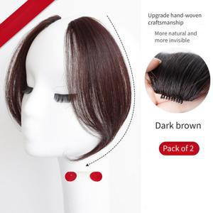 TEMU 여성용 왼쪽/오른쪽 앞머리 헤어피스 2개 세트, 간편한 클립으로 착용하기 쉬움, 매끄러운 연장으로 빠른 스타일 변경으로 우아하게 헤어스타일을 향상시키세요