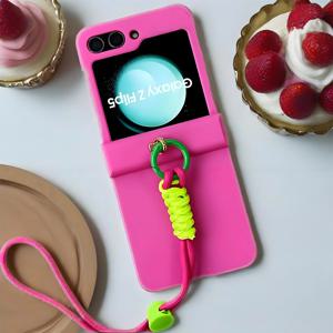 TEMU 폰 케이스: 갤럭시 Z 플립7 / 플립6 / Z 플립5 / Z플립4 / 플립 3용 럭셔리 솔리드 컬러 휴대용 로프 브레이슬릿 체인 케이스, 레이저 40 / 레이저 40울트라 / 레이저 50 / 레이저 50울트라 / 레이저 60 / 레이저 60울트라 폰 케이스