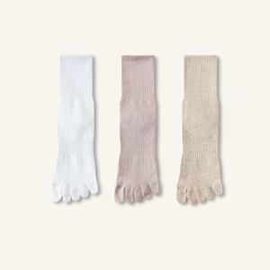 TEMU 3/5켤레입니다. 여성용 5지 양말, 중간 길이의 스포츠용 충격 흡수 전문가용 양말, 심플하고 세련되며 다용도로 활용 가능한 봄, 여름, 가을, 겨울용 분리형 발가락 양말