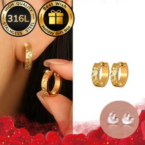 TEMU 18K 금도금 별하늘 패턴 귀걸이 세트, 귀걸이 쿠션 포함, 신규 피어싱 및 일상 착용용, 크리스마스 및 발렌타인데이 선물 박스 포함, 저자극성, 316L 스테인리스 스틸