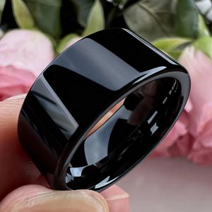 TEMU 세련된 12mm 폭 블랙 316L 스테인리스 스틸 커플링 - 약혼 및 결혼에 완벽, 이상적인 발렌타인데이 선물