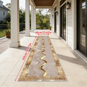 TEMU 골든 벨벳 1개, 금박 대리석 패턴 러너 러그, 라이트 럭셔리 고급 홈 데코 매트, 세탁기 사용 가능한 주방 발코니 현관 카펫, 부드럽고 편안한 침실용 침대 옆 러너