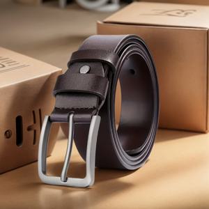 TEMU 스타일리시한 남성용 사각형 천연 가죽 벨트, 클래식 합금 버클 포함, 표준 사이즈 및 다양한 색상 선택 가능