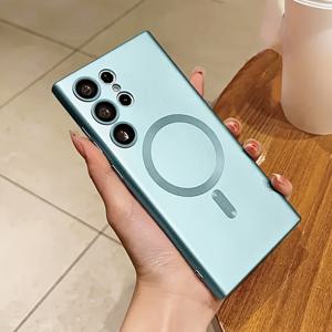 TEMU 삼성 갤럭시 S26 S25 S24 S23 S22 S21 S20 울트라 시리즈 A56 A55 A54용 럭셔리 매트 폰 케이스, 렌즈 필름 보호 케이스, 충격 방지 TPU, 무선 충전 기능