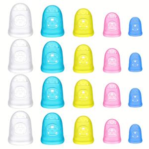 TEMU 기타용 실리콘 손가락 보호대 20개입 - 다양한 색상의 손톱 보호대, 연주 시 편안함 개선, 초보자에게 적합, 연습 및 공연 중 손가락 보호, 기타 장비