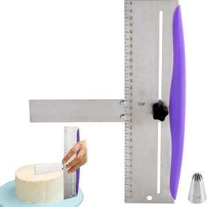 TEMU SHAON 헤비듀티 상업용 스테인리스 스틸 케이크 스크래퍼 스패츌러 (스케일 & 90도 각도 포함) - 무스, 치즈케이크 장식용 페이스트리 스무더, 웨딩, 케이크에 적합 (프로페셔널)