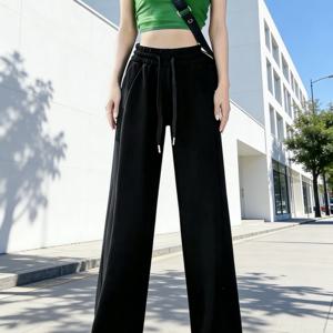 TEMU 여성 트레이닝바지 봄 얇은 와이드핏 루즈핏 일자 라인 편안한 바지