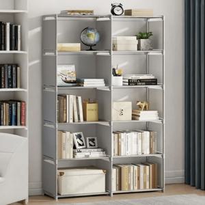 TEMU 다용도 스탠딩 수납 선반 정리함 다층 그리드 부직포 수납 정리대 책장 사무실 옷 거실