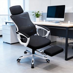 TEMU 인체공학형 의자 - 게이밍, 오피스, 스터디용 의자 (발받침 포함), 수동 리클라인,PC, 컴퓨터용 프레임, 홈, 기숙사, 카페용