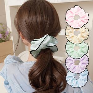 TEMU 5개 세트 플라워 곱창밴드, 여성 머리끈, 빅사이즈 헤어 스크런치, 곱창 머리 고무줄, 헤어슈슈, 곱창끈 헤어 악세사리