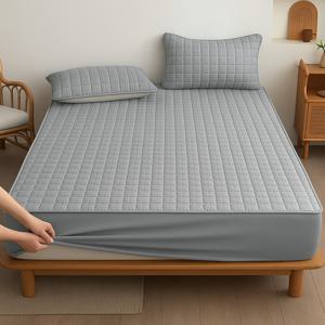 TEMU 순면 큐브 누빔 침대 매트리스 커버 슈퍼싱글 퀸 면 방수커버