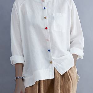 TEMU 여성용 우아한 루즈핏 캐주얼 셔츠, 단추 디자인, 봄/여름 신상