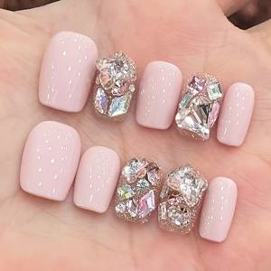 TEMU 10개입 라이트 핑크 컬러블록 별, 하트, 라인스톤, 캣아이 숏 프레스핏 인조네일. 캐주얼 스타일, 매력적이고 우아한 숏 스퀘어 탈착식 인조네일. 어버이날 선물로 적합