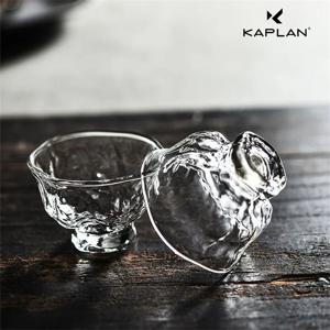 TEMU Kaplan 일본식 망치질 질감 유리 찻잔 2개 세트, 공차용 60ml 소형 선(禪) 찻잔, 휴대용 향긋한 찻잔, 다도 액세서리 & 창의적인 선물