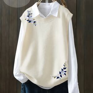 TEMU 새로운 스타일 베스트 풀오버, 싱글 웨어 및 레이어드 웨어, 모든 계절에 적합, 패셔너블하고 트렌디한 아이템, 아름다운 패턴 프린트, 약간의 탄성, 부드럽고 편안함