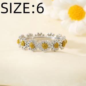 TEMU 1개 유럽 및 미국 패션 - 구리 - 스위트 데이지 가랜드 패션 반지 - 남녀공용, 파티룩, 데일리룩에 적합, 올해-round에 적합, 선물로 적합