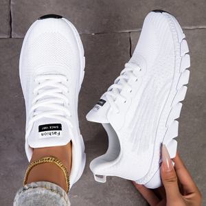 TEMU 여성용 경량 러닝화 36-44 EU 5 | 통기성 화이트 중성 쿠션 트레이닝화 MD 밑창 | 헬스 & 워킹화 | 레이스업 피트니스화 캐주얼 & 운동용