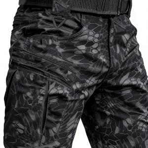 TEMU 남성용 새로운 뱀 무늬 바지, 내구성 있는 체크무늬 원단 제작, 봄, 가을, 여름에 적합. 남성용 멀티 포켓 카고 팬츠, 야외 활동, 하이킹, 여행에 이상적