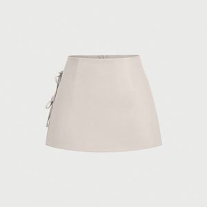 TEMU 보우타이 섹시 슬릿 A라인 미니 스커트, 봄/여름 스타일