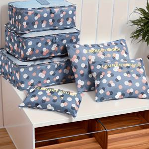 TEMU 6개 다기능 여행 가방 정리 세트, 클래식 플로럴 패턴 여행 가방 정리 세트, 여행용 여행 가방 정리 분류 세트, 다기능 여행 가방 정리함, 옷, 신발 및 속옷 가방 포함, 공간 절약