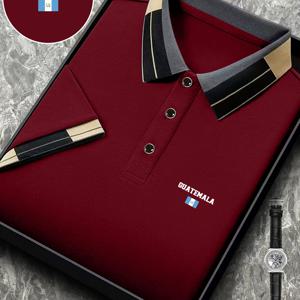 TEMU 남성용 여름 캐주얼 셔츠, 과테말라 국기 프린트, 비즈니스 캐주얼 칼라 스트레치 골프 셔츠, 부드럽고 편안한 패션 다용도