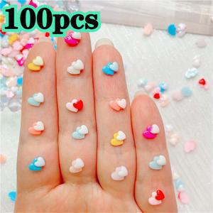 TEMU 네일 아트용 레진 이중 하트 모양 납작 바닥 컬러 칩 100개 세트, 무향, 네일, 의류, 신발 및 휴대폰 케이스 프로젝트에 적합