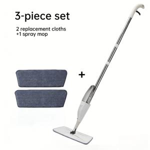 TEMU 3피스 스프레이 몹 세트, 스프레이 몹 1개 + 교체용 청소 패드 2개 포함, 360도 회전 스프레이 몹, 스테인리스 스틸 가정용 몹, 신형 스프레이 몹, 스프레이 플랫 몹, 건식 및 습식 겸용 원스텝 청소, 손세탁 불필요, 자가 접착 두꺼운 바닥 몹, 거실, 침실, 주방, 욕실에 적합, 깨끗한 가정 생활을 위한 이상적인 청소 도구