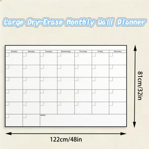 TEMU 48인치 x 32인치 대형 무날짜 지울 수 있는 재사용 가능한 벽걸이 캘린더, 넉넉한 그리드 디자인으로 넉넉한 쓰기 공간 제공. 사무실, 교실, 가정 및 팀 프로젝트 관리에 이상적입니다. 건식 마커 2개와 양면 테이프가 함께 제공됩니다.