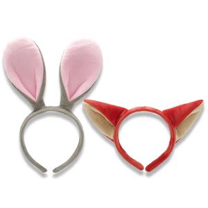 TEMU 주황색 여우와 회색 핑크 토끼 귀 머리띠 세트 | 귀여운 할로윈 파티 코스튬, 역할 놀이용 플라스틱 머리띠