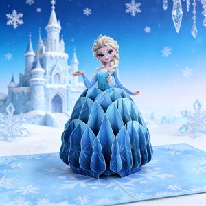 TEMU 1개 미니소 디즈니 겨울왕국 엘사 공주 팝업 카드, 생일 선물, 기념일 선물, 일상 선물, 파티 장식 카드, 회의 선물, 침실 장식 팝업 카드, 신학기 선물로 완벽